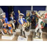 20th cent. Ceramics: Goebel Napoleonic Wars, soldier figurines including LF6, 7, 8, 9, 10, 11, 13,