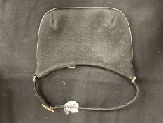 Fashion Handbags: Gucci black canvas pochette, single shoulder strap, white metal tone hardware,