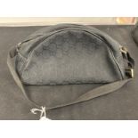 Fashion Handbags: Gucci black canvas pochette, half moon shape, shoulder strap, leather Gucci
