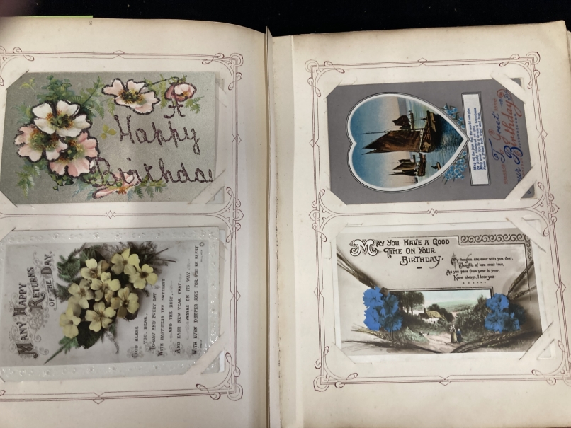 Postcards/Greeting Cards: Edwardian album containing 228 horticultural themed birthday greeting - Image 2 of 7