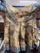 19th cent. Costume: Two childrens dresses floral cotton, one with frill neck and sleeves, girls