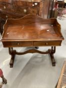 19th cent. Mahogany dressing table, apron back and lyre supports.