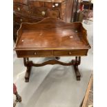 19th cent. Mahogany dressing table, apron back and lyre supports.
