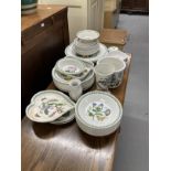 20th cent. Ceramics: Portmeirion Botanic Garden planter, trumpet vase, baluster vase, soup plates