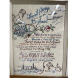 Militaria: WWII patriotic needlepoint There'll Always be an England. 12ins. x 18ins. Plus a Battle