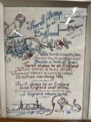 Militaria: WWII patriotic needlepoint There'll Always be an England. 12ins. x 18ins. Plus a Battle