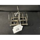 Hallmarked Silver: Toast rack hallmarked Sheffield, weight 2.7oz. Plus a silver pencil holder Samson