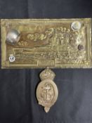 Militaria/Royal Navy: H.M.S. King George V bas-relief souvenir. 12ins. H.M.S. Ark Royal mother of