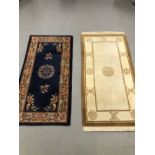 Carpets & Rugs: Two Chinese hand washed rugs, the first ivory ground, happiness motifs in brown,