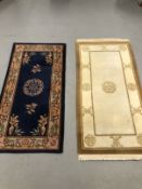 Carpets & Rugs: Two Chinese hand washed rugs, the first ivory ground, happiness motifs in brown,