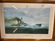 Prints: Robert Taylor first edition print The Last Moments of H.M.S. Hood signed by Hood survivor