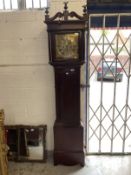Clocks: Mid 18th cent. Longcase Thomas Hall Romsey Hampshire, brass silvered dial 10ins face,