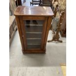 19th cent. Inlaid mahogany music cabinet with glazed door to front. 20½ins. x 13½ins.