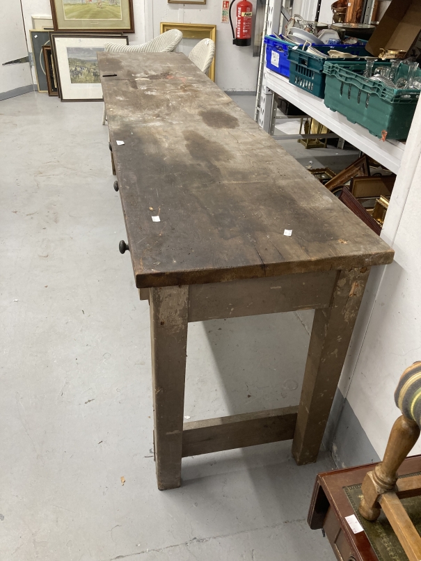 19th cent. Pine five drawer work bench. 98ins. x 21ins. x 30ins. - Image 3 of 3