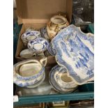 Ceramics: Mixed lot to include 19th cent. and later Ironstone, Meissen blue and white bowl A/F, blue