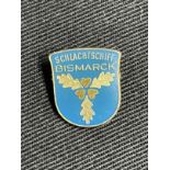 Militaria/Third Reich: Extremely rare enamel Bismarck lapel badge possibly a launch souvenir or an