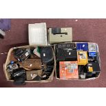 Cameras/Photographic Equipment: Two boxes containing many items including slide projector tripod,