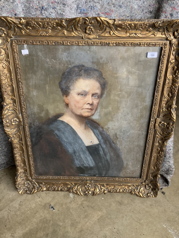 20th cent. American School: Oil on canvas portrait of a Violet Hall, believed granddaughter of the