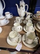 Art Deco Ceramics: Royal Doulton 'Eden' (Tall Trees) cream gilt and coloured coffee set, pattern