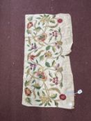 17th/18th cent. Textiles: Silk fragment of a ladies dress, silk organic embroidery embellished