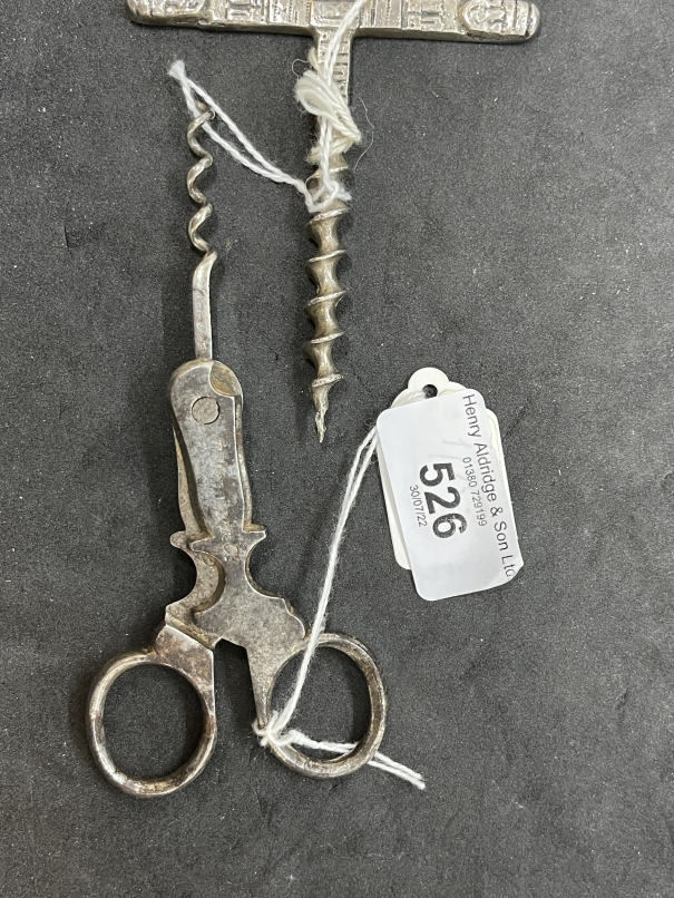 Corkscrews/Wine Collectables Advertising: Late 19th/early 20th cent. Nickel plated pair of champagne - Image 2 of 4