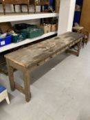 19th cent. Pine five drawer work bench. 98ins. x 21ins. x 30ins.