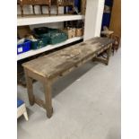 19th cent. Pine five drawer work bench. 98ins. x 21ins. x 30ins.