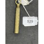 Corkscrews/Wine Collectables: Brass picnic screw, brass ring pull, the sheath decorated with