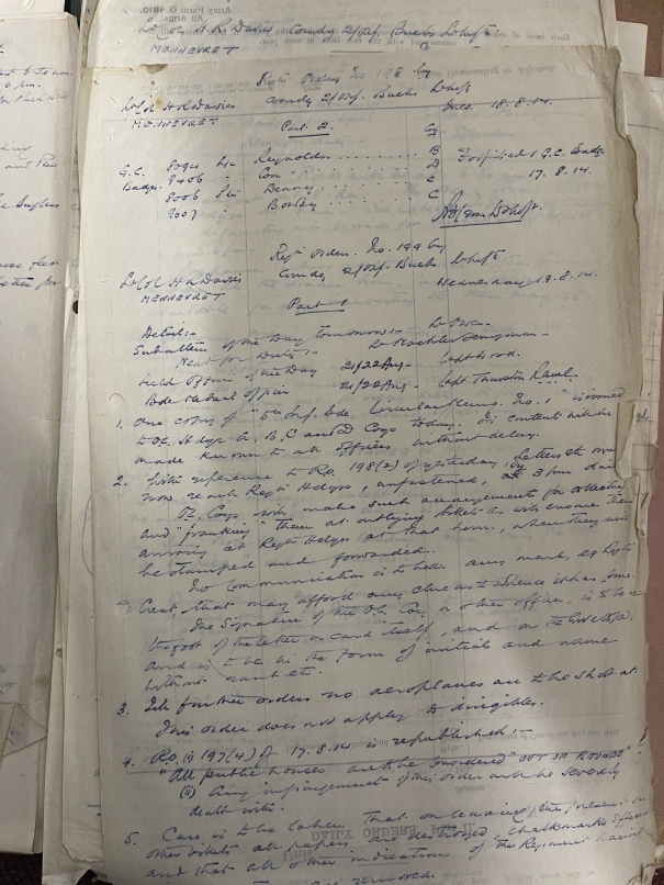 World War One: An extremely rare World War I collection of paperwork from Lt. Col. Richard Crosse - Image 7 of 10