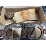 Militaria: Original WWII RAF Lancaster Bomber Crew MK8 flying goggles belonging to Sgt Arthur