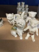 Late 19th/Early 20th cent. Ceramics: Crested ware cat with a bandage around her head, Eastbourne,