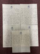 Militaria: Rare H.M.S. Hood onboard letter written over five sides dated Jan 1st 1937, signed