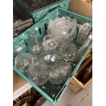 20th cent. Cut glass and crystal decanters, vases, bowls, trays, troughs, bowls and covers, drinking