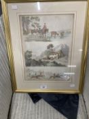 18th cent. Engraving of pastoral scenes and horse racing. Published August 6th 1790 by J.N. Fores,