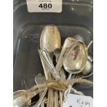 Hallmarked Silver: Flatware, twenty items mainly coffee, salt and mustard spoons, various