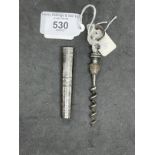 Corkscrews/Wine Collectables: 19th cent. English (German steel) cylindrical pocket helix screw.