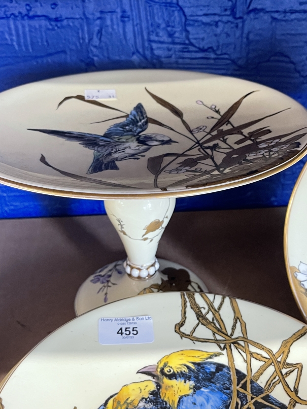 19th cent. English Ceramics: Dessert service comport, five plates finely decorated with - Bild 4 aus 4