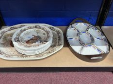 Early 20th cent. Ceramics: Johnson Bros. Barnyard King turkey oval and dinner plates (10½ins) x 9,