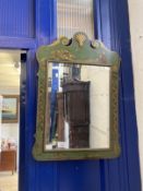 Early 20th cent. Wall mirror decorated in green gilt and ground chinoiserie style. 15ins. x 23ins.