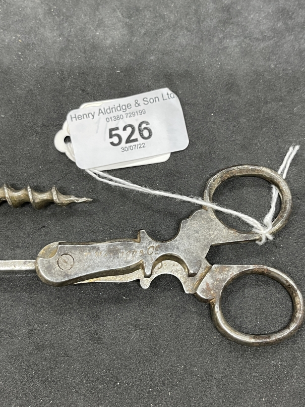 Corkscrews/Wine Collectables Advertising: Late 19th/early 20th cent. Nickel plated pair of champagne - Image 4 of 4