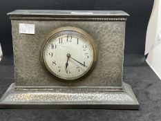 Clocks: Liberty Art Nouveau mantel clock Tudric planished pewter impressed base No. 01212 'English