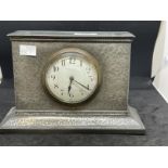 Clocks: Liberty Art Nouveau mantel clock Tudric planished pewter impressed base No. 01212 'English