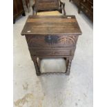 18th cent. Oak bible box on bobbin turned peg jointed stand. 21½ins. x 30ins. x 15ins.