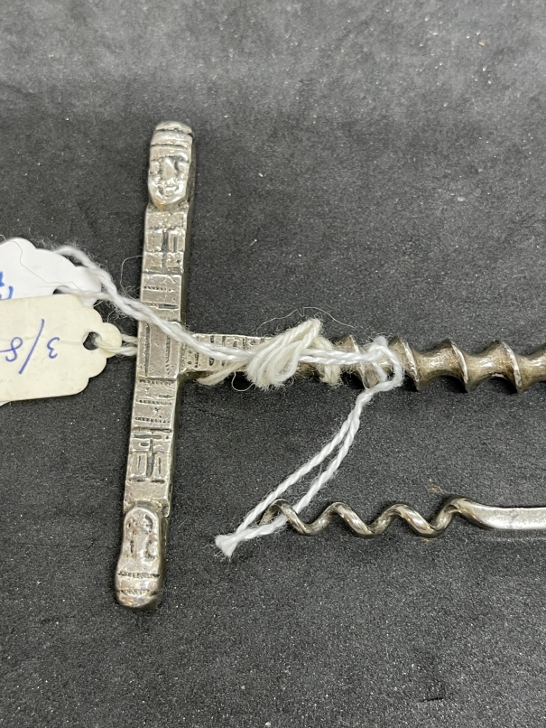 Corkscrews/Wine Collectables Advertising: Late 19th/early 20th cent. Nickel plated pair of champagne - Image 3 of 4