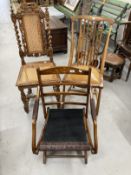 19th/20th cent. Carolean revival heavily carved oak chair with barley twist uprights and back