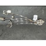 Corkscrew/Wine Collectables: French Chatelaine in bright cut steel, 4 hangers, instruments include a