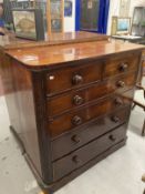 19th cent. Mahogany chest of two over four long drawers, turned knob handles on a plinth base.