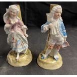 Late 19th/early 20th cent. Continental ceramic figures of a gentleman and lady, the former minor