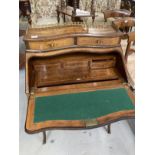 19th cent. Rosewood bonheur du jour with inlaid decoration, fully fitted interior and brass