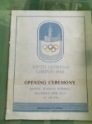 Olympics: 1948 London Games Opening Ceremony Programme, London Transport 1948 Olympics Guide and